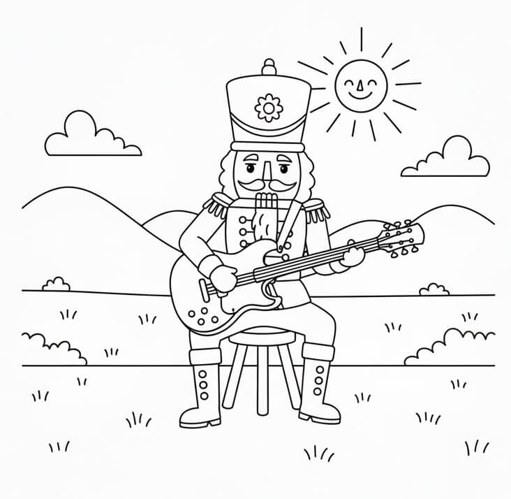 Fındıkkıran Gitar Çalıyor Boyama Sayfası