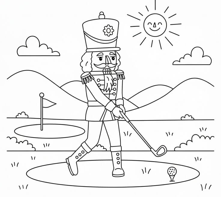 Fındıkkıran Golf Oynuyor Boyama Sayfası