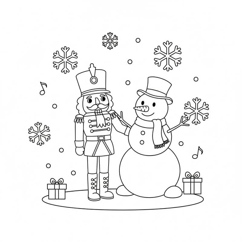 Fındıkkıran ve Kardan Adam Boyama Sayfası