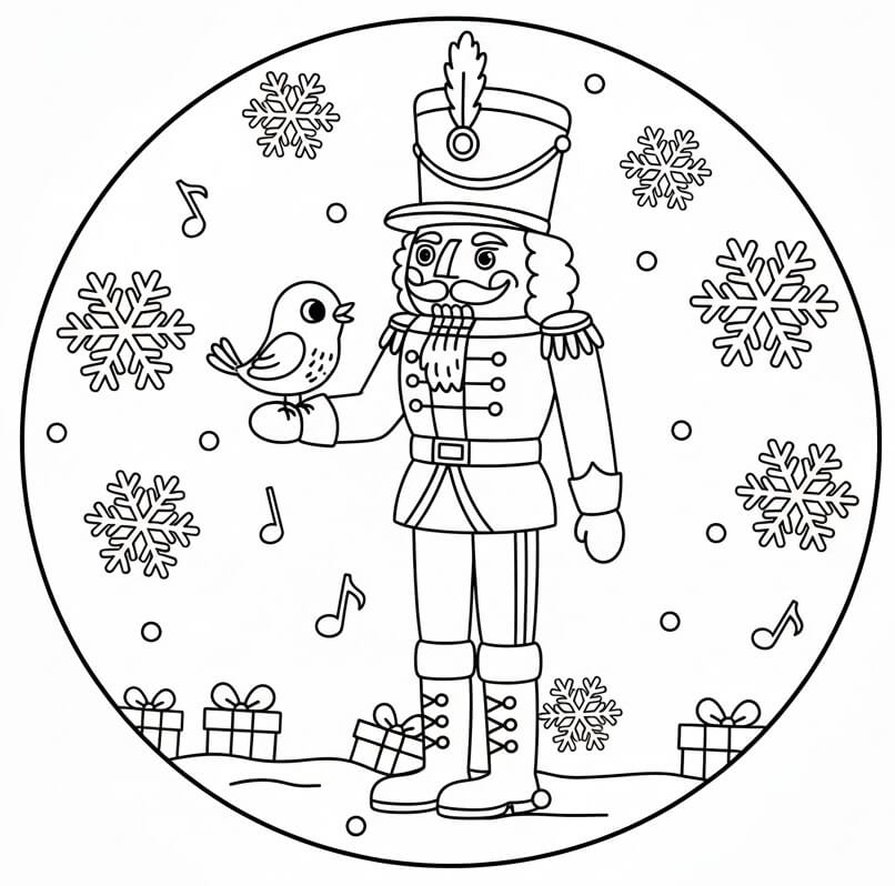 Fındıkkıran ve Kuş Boyama Sayfası