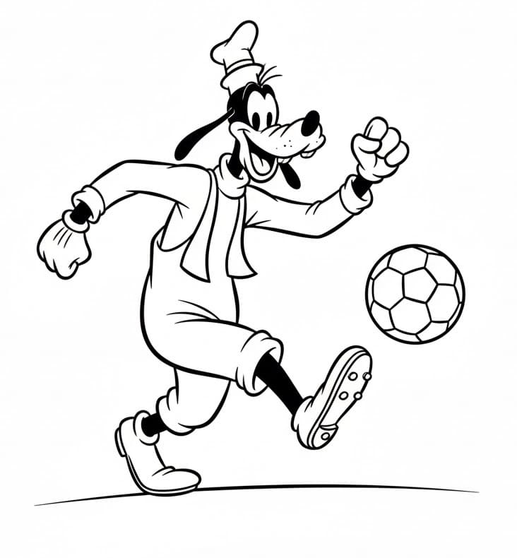 Futbol Oynayan Goofy Boyama Sayfası