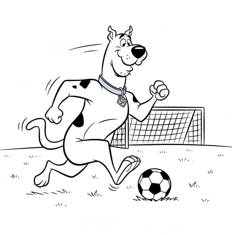 Futbol Oynayan Scooby Doo Boyama Sayfası