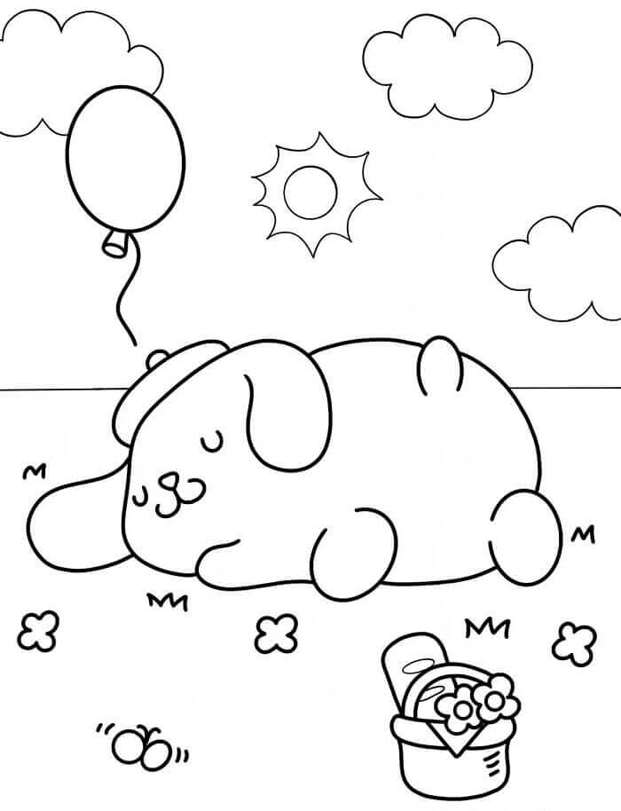 Gökkuşağlı Pompompurin Boyama Sayfası