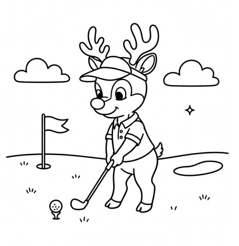 Golf Oynayan Rudolph Boyama Sayfası