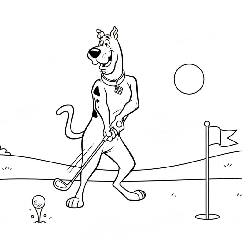 Golf Oynayan Scooby Doo Boyama Sayfası