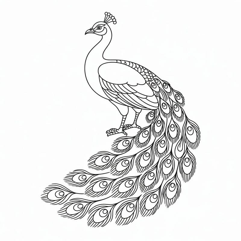 Güzel Bir Tavuskuşu Boyama Sayfası