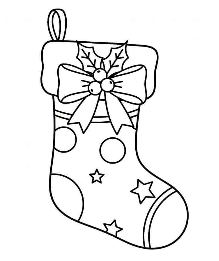 Güzel Noel Çorabı Boyama Sayfası