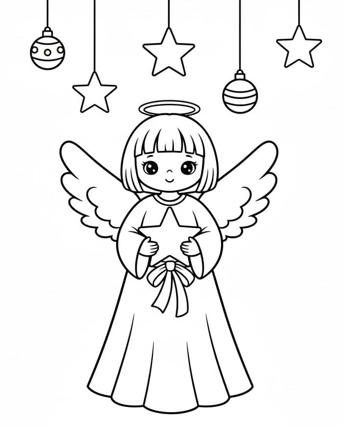 Güzel Noel Meleği Boyama Sayfası