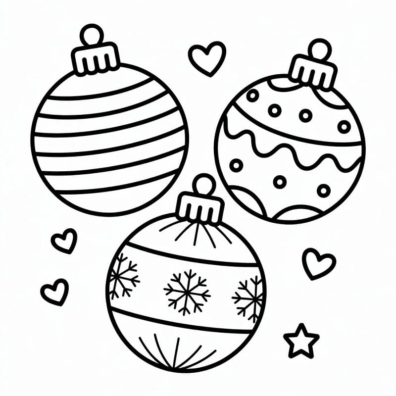 Güzel Noel Topları Boyama Sayfası