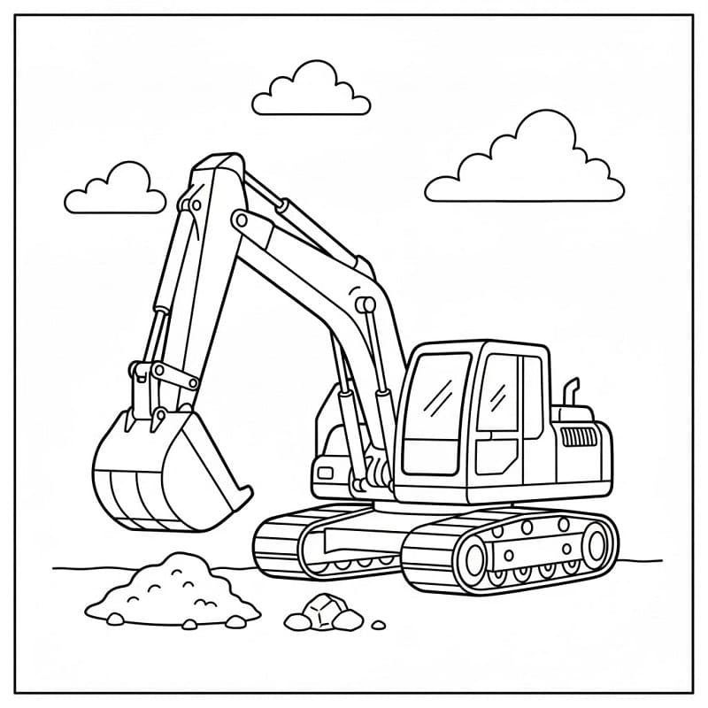 Harika Ekskavatör Boyama Sayfası