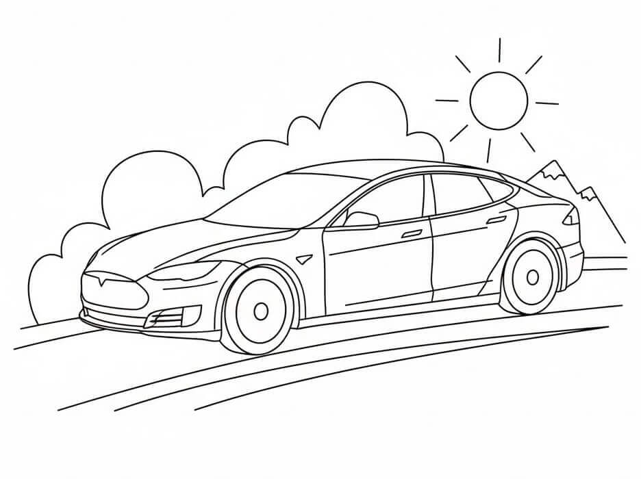 Hediye Tesla Araba Boyama Sayfası