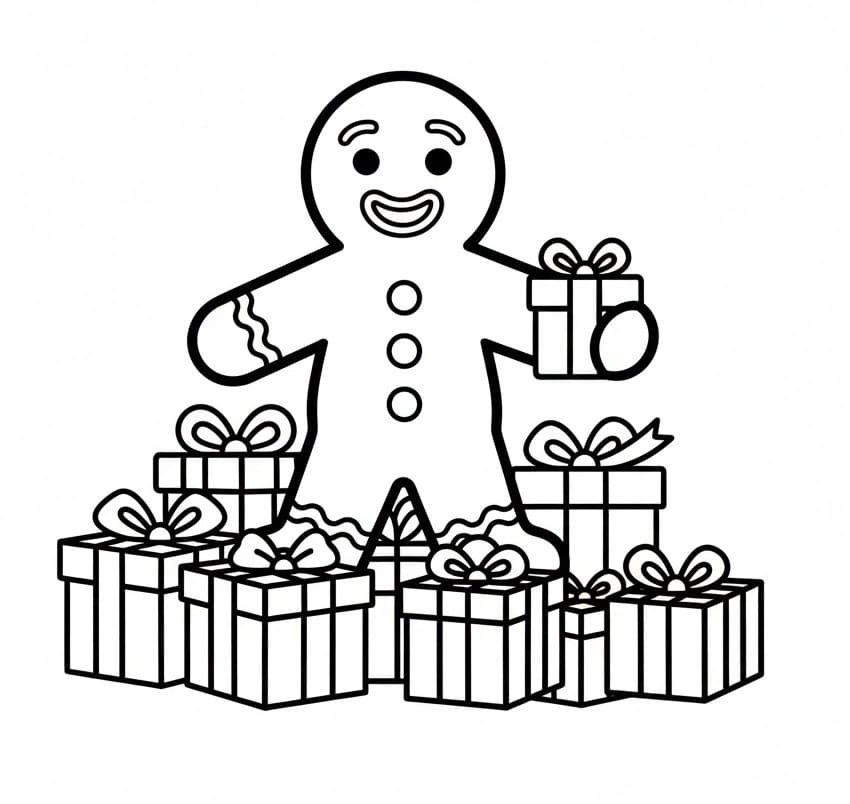 Hediyelerle Zencefilli Kurabiye Adam Boyama Sayfası