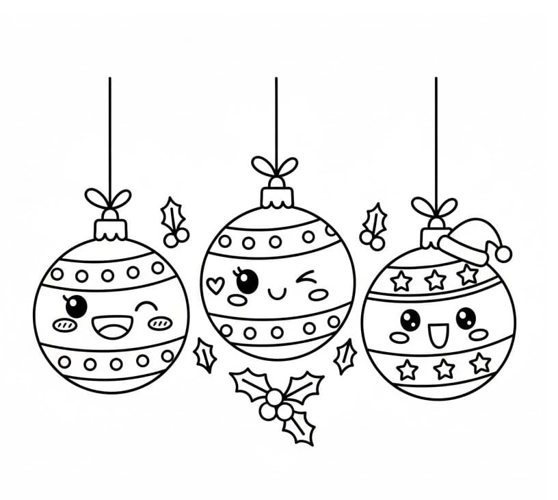 Hoş Noel Topları Boyama Sayfası