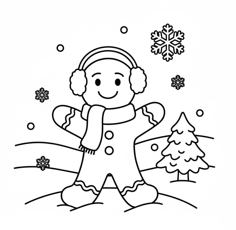 Kış Zencefilli Kurabiye Adam Boyama Sayfası