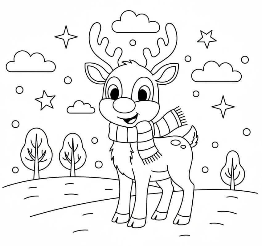 Kışta Rudolph Boyama Sayfası