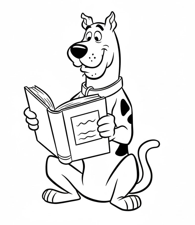 Kitap Okuyan Scooby Doo Boyama Sayfası