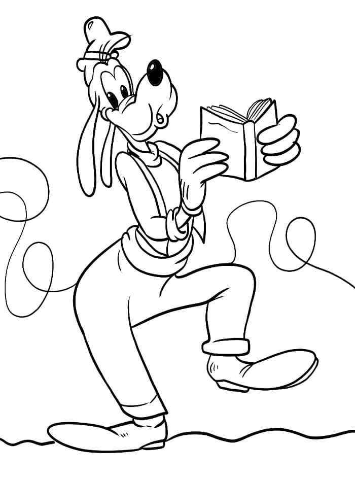 Kitaplı Goofy Boyama Sayfası
