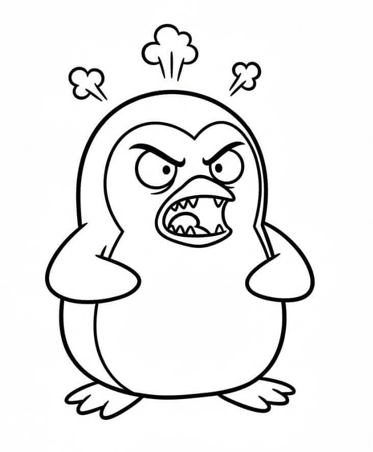 Kızgın Penguen Boyama Sayfası