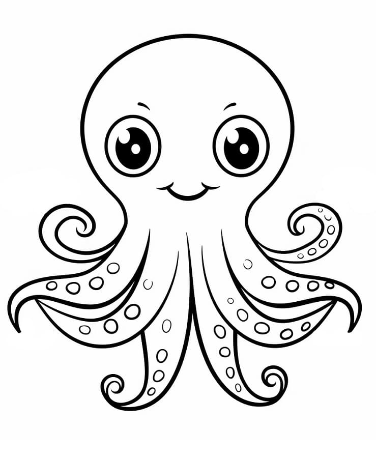 Kolay Ahtapot Boyama Sayfası