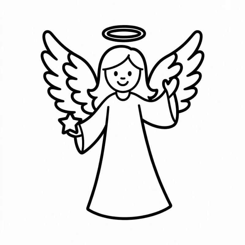 Kolay Noel Meleği Boyama Sayfası
