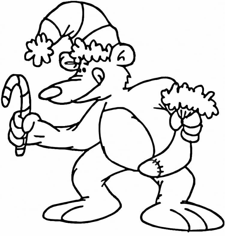 Komik Noel Ayısı Boyama Sayfası