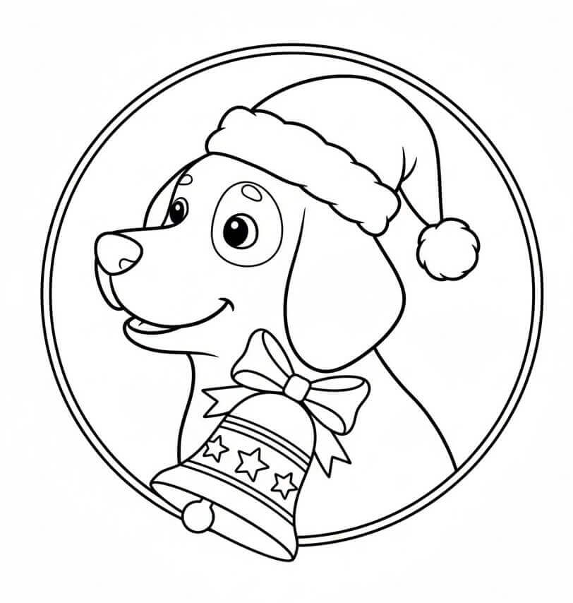 Köpek ve Noel Çanı Boyama Sayfası