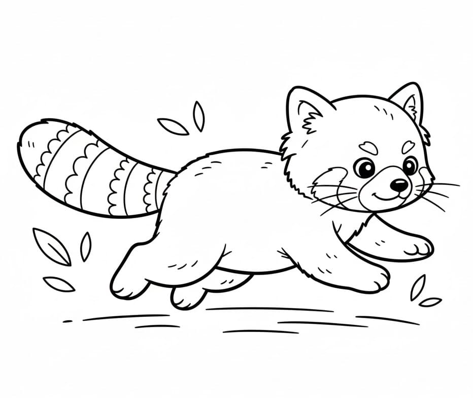 Koşan Kızıl Panda Boyama Sayfası