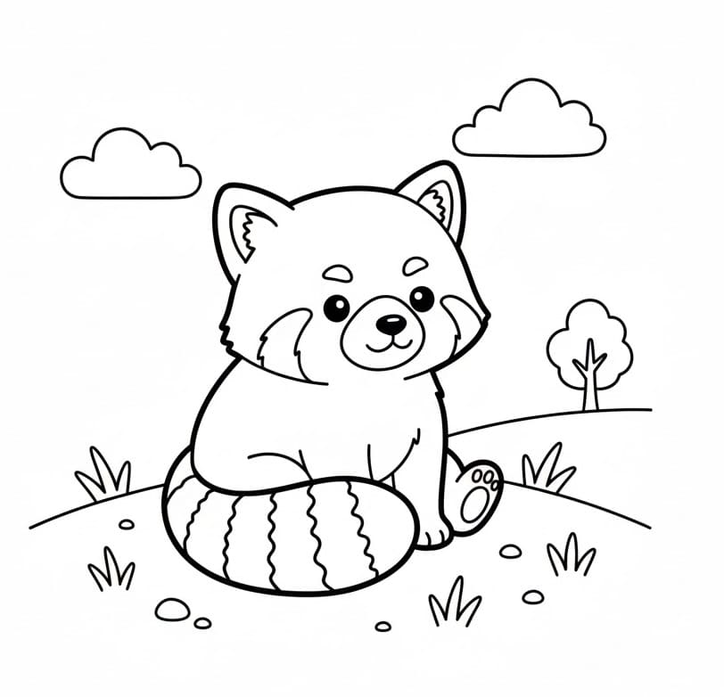 Küçük Kızıl Panda Boyama Sayfası