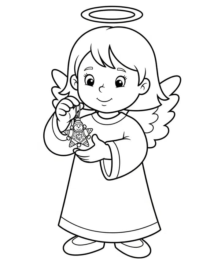 Küçük Sevimli Noel Meleği Boyama Sayfası