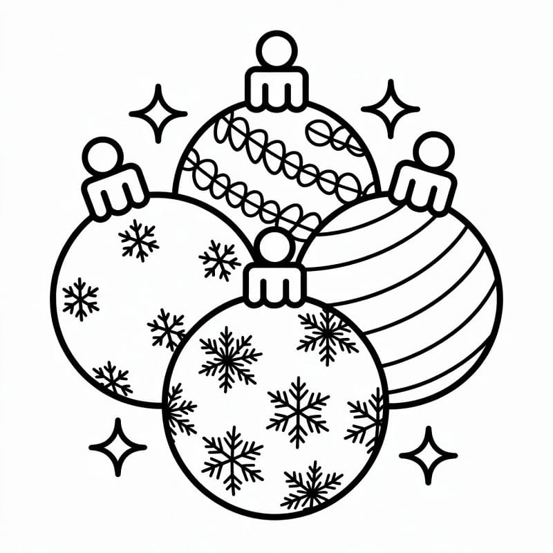 Muhteşem Noel Topları Boyama Sayfası