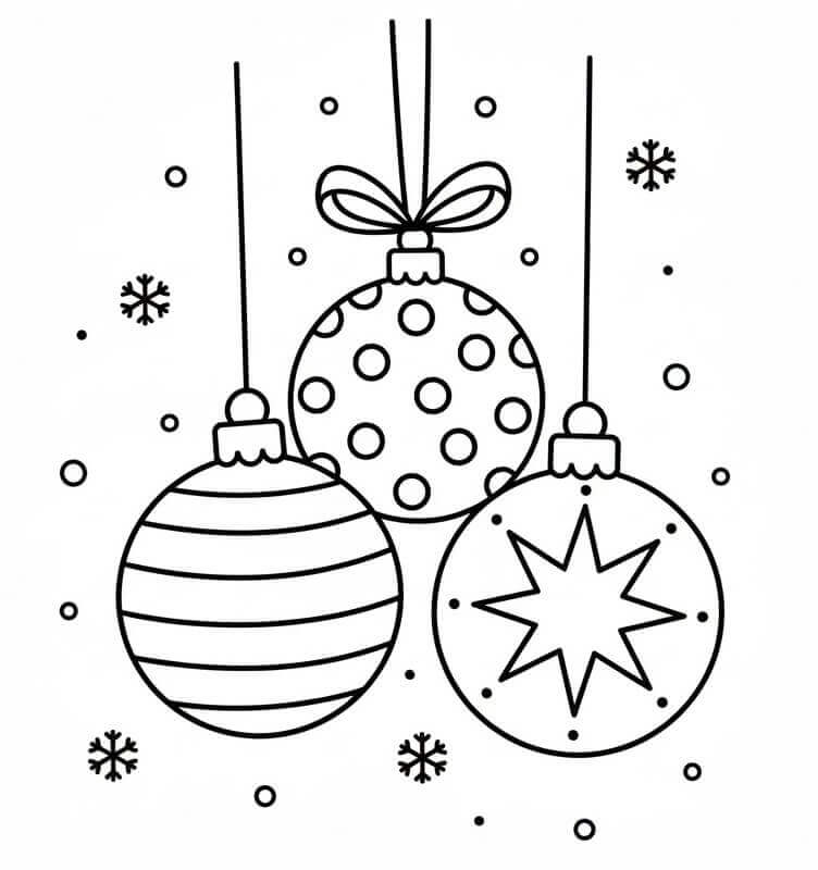 Mükemmel Noel Topları Boyama Sayfası