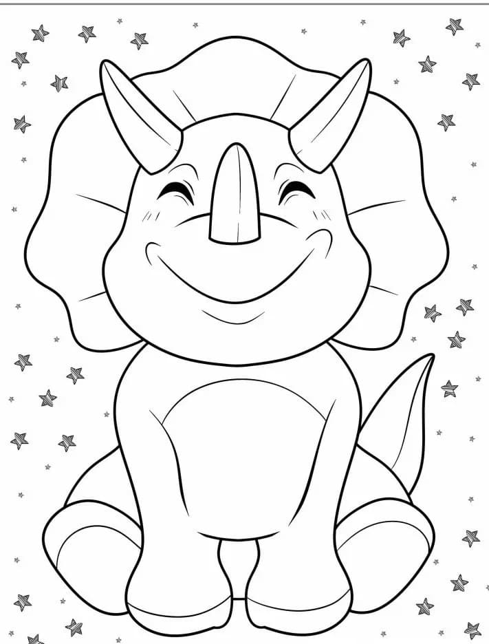 Mutlu Triceratops Boyama Sayfası