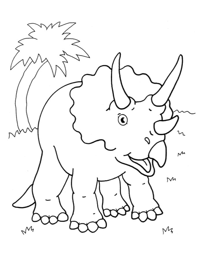 Mutlu bir Triceratops Boyama Sayfası