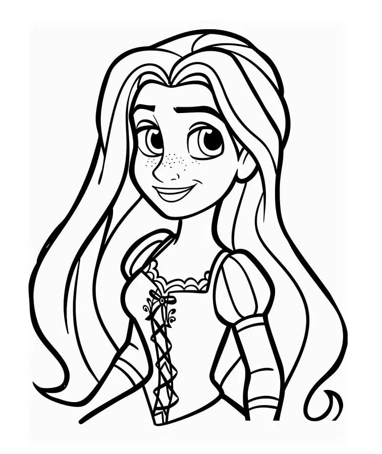 Nazik Rapunzel Boyama Sayfası