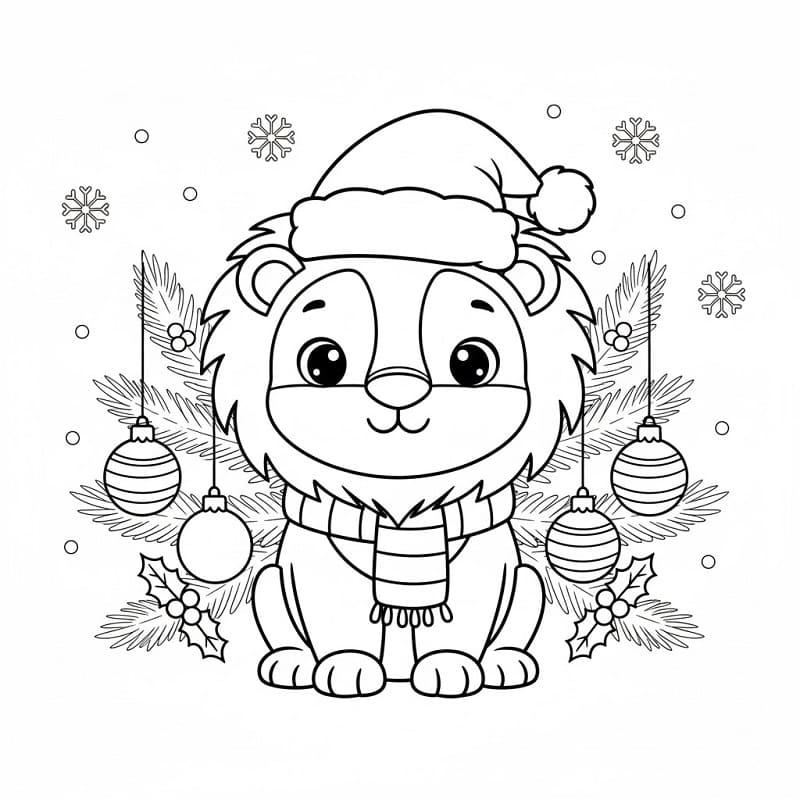 Noel Aslanı Boyama Sayfası