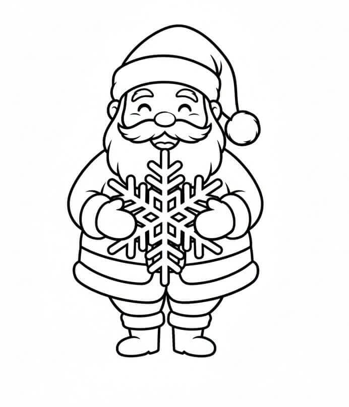 Noel Baba ve Kar Tanesi Boyama Sayfası