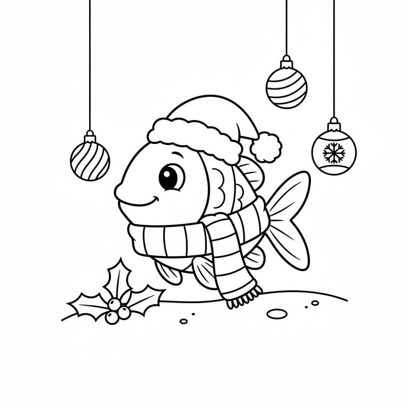 Noel Balığı Boyama Sayfası