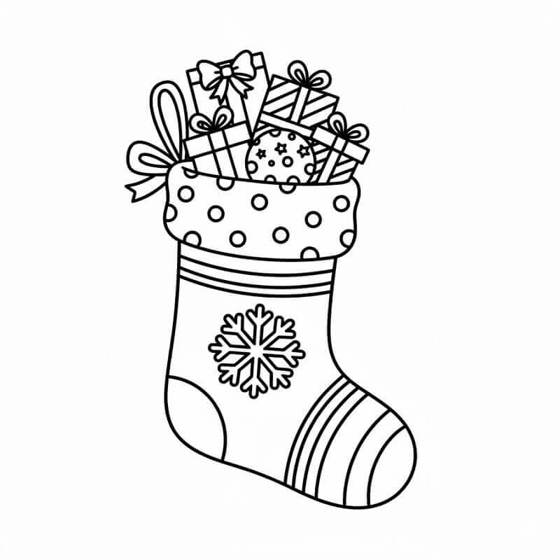 Noel Çorabındaki Hediyeler Boyama Sayfası