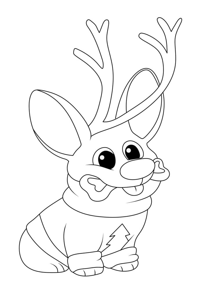 Noel Corgi Köpeği Boyama Sayfası