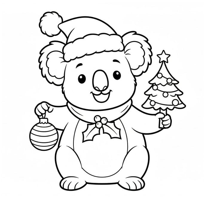 Noel Koalası Boyama Sayfası