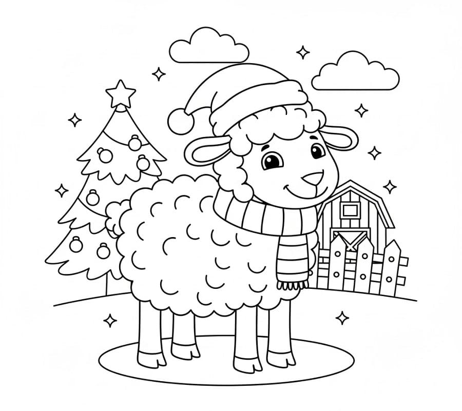 Noel Koyunu Boyama Sayfası