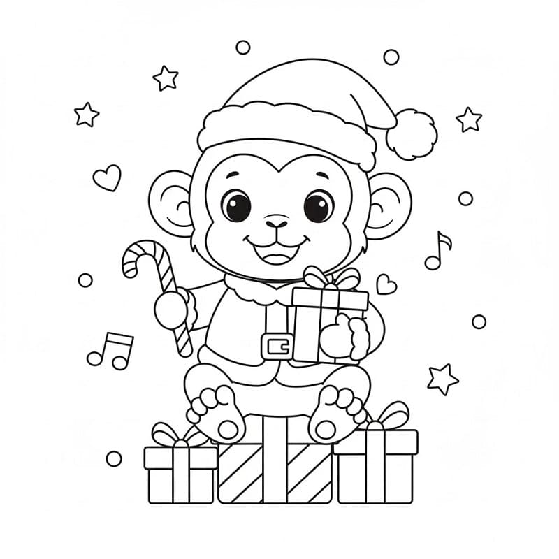 Noel Maymunu Boyama Sayfası