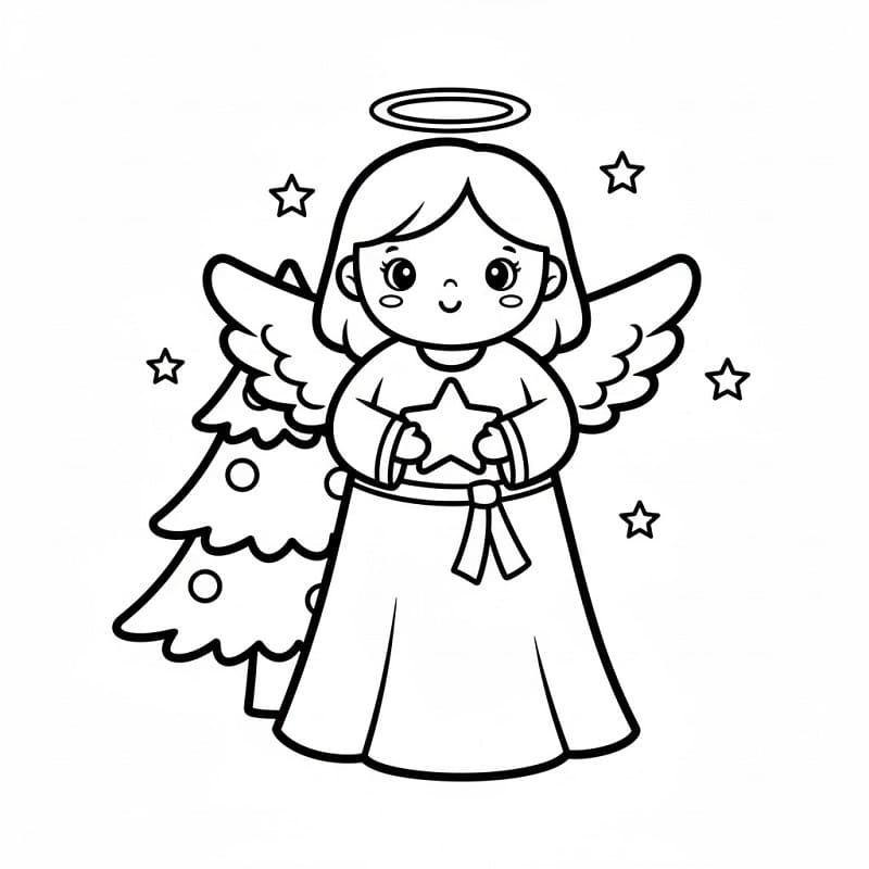 Noel Meleği Kız Boyama Sayfası