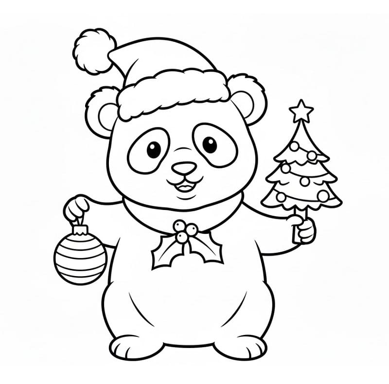 Noel Pandası Boyama Sayfası