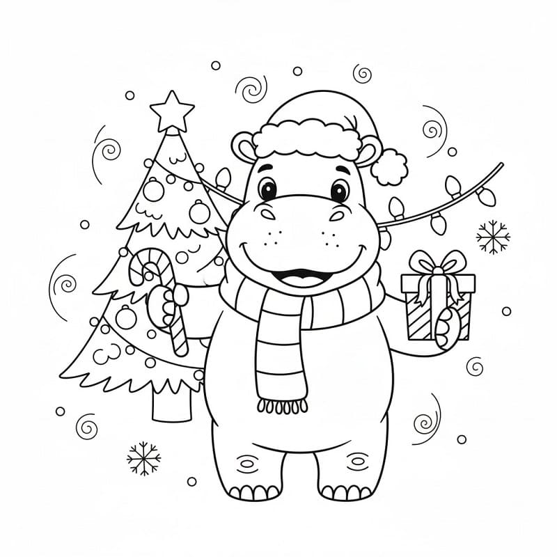 Noel Su Aygırı Boyama Sayfası