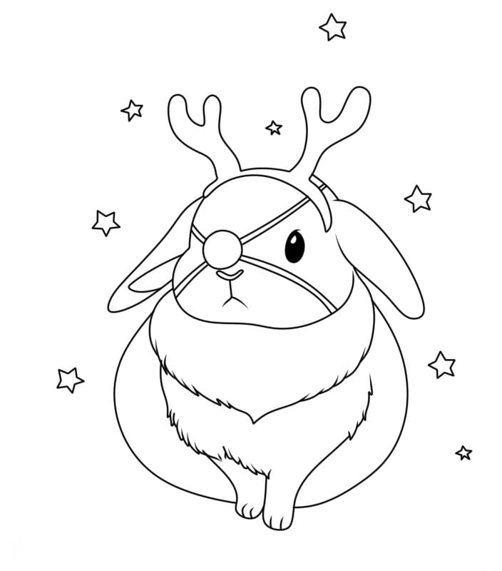 Noel Tavşanı Boyama Sayfası