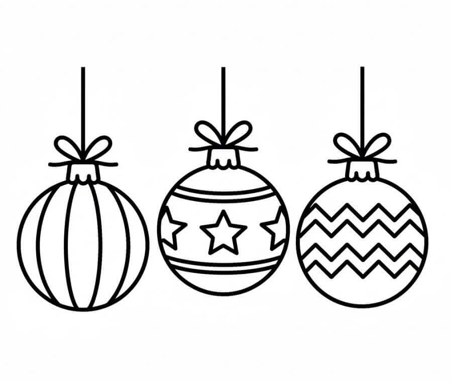 Noel Topları Bedava Resim Boyama Sayfası