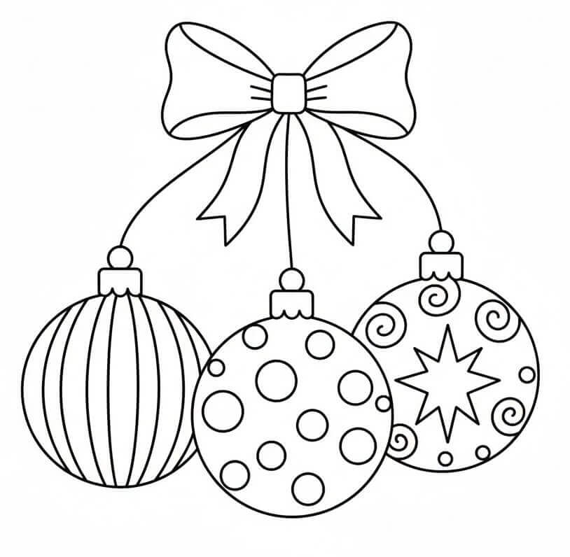 Noel Topları Bedava Boyama Sayfası
