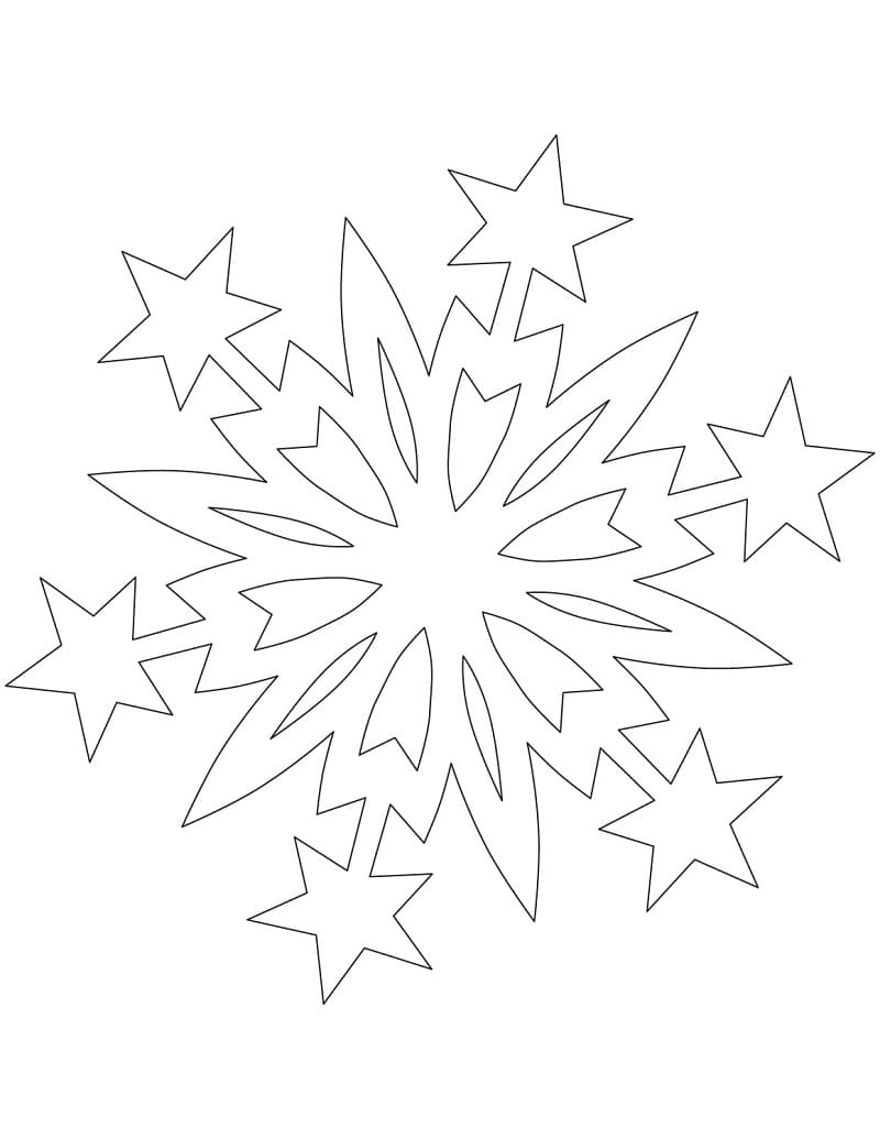 Noel Yıldızlı Kar Tanesi Boyama Sayfası