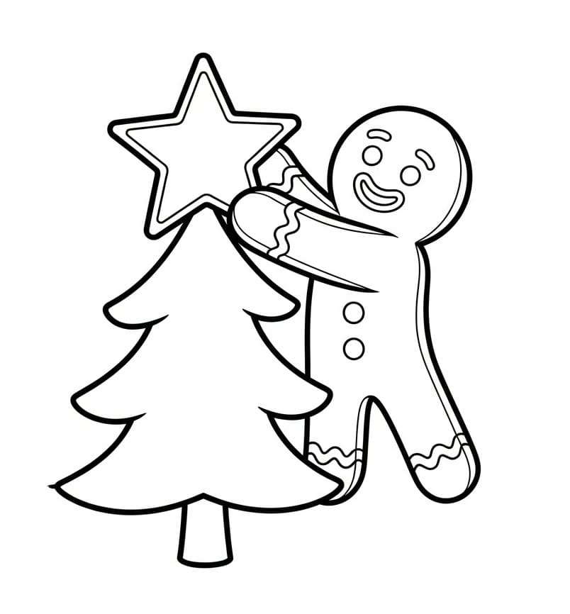 Noel'de Sevimli Zencefilli Kurabiye Adam Boyama Sayfası